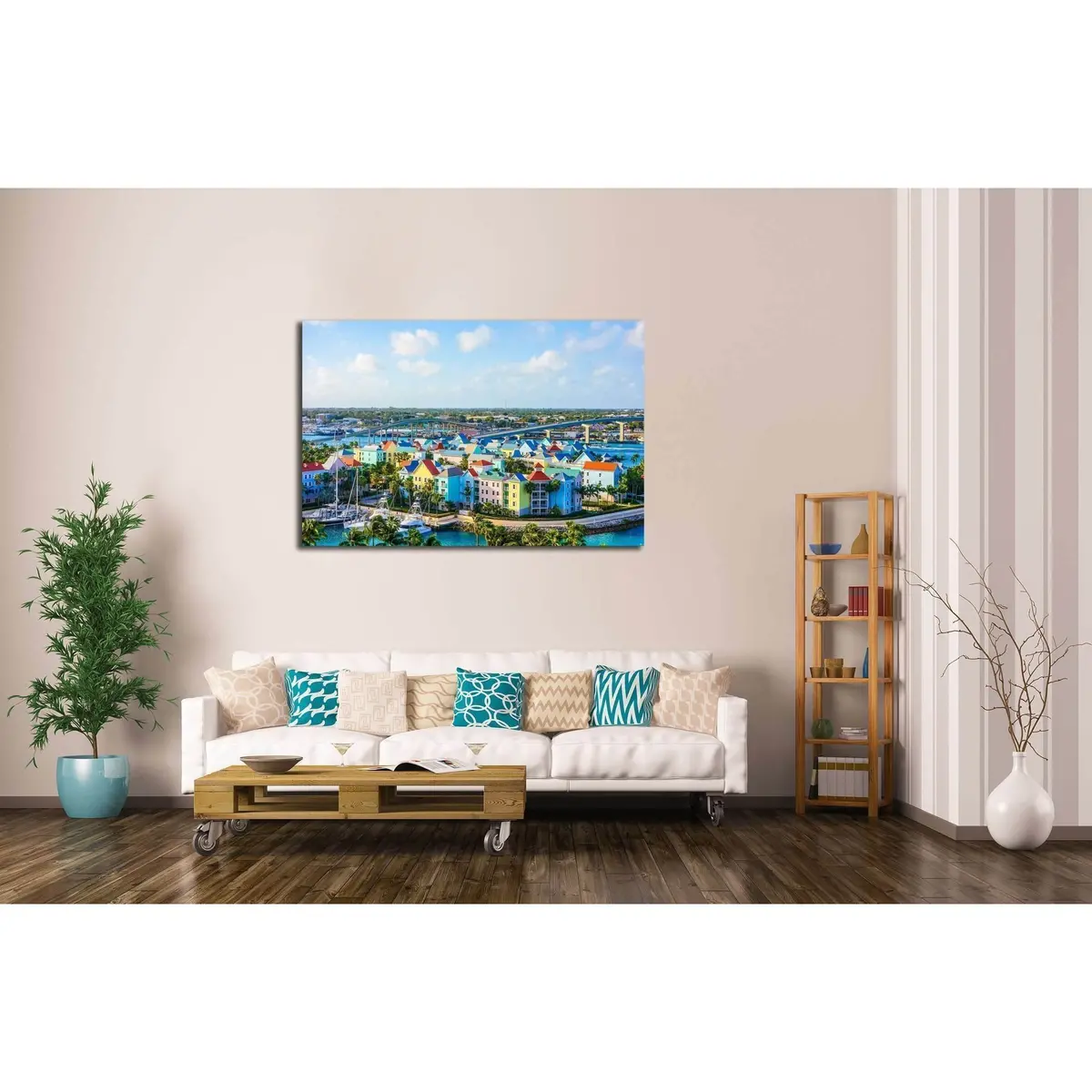 High Dynamic Range (Hdr) Aerial View Of The City Of Nassau, Usa №2325 Ready To Hang Canvas Print 3