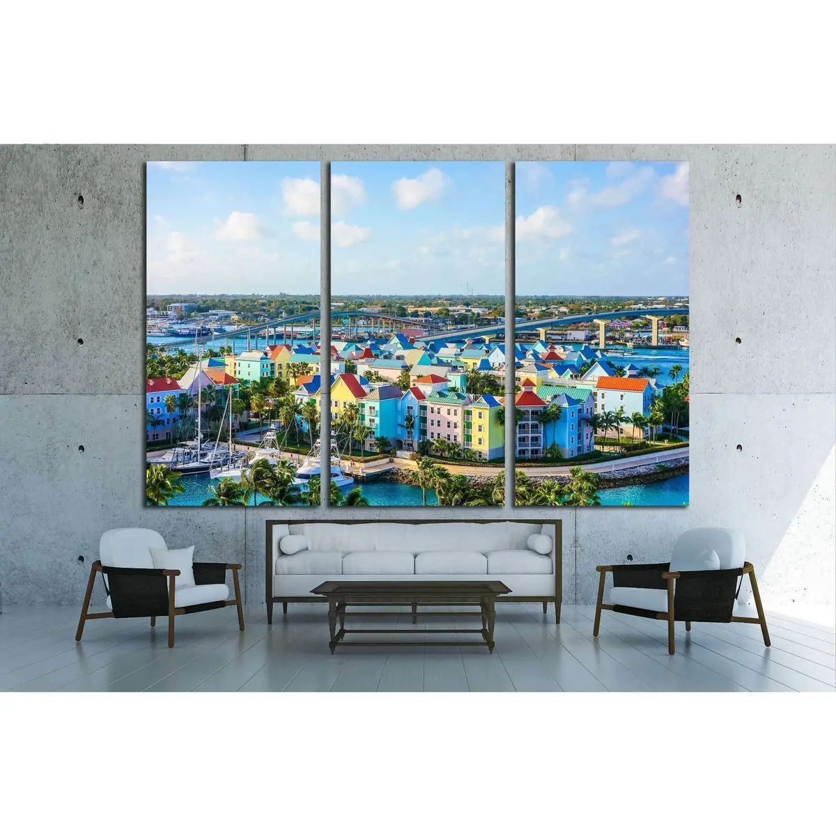 High Dynamic Range (Hdr) Aerial View Of The City Of Nassau, Usa №2325 Ready To Hang Canvas Print 5