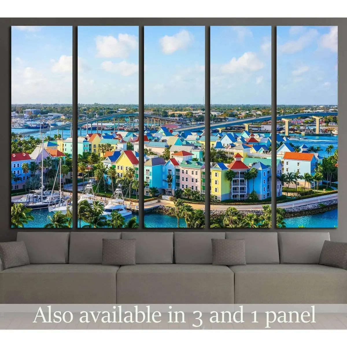 Stunning HDR Aerial View of Nassau, USA – Premium Ready-to-Hang Canvas Print