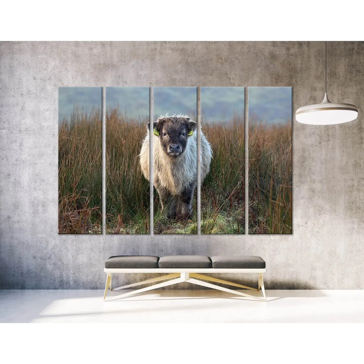 Premium Ready-to-Hang Canvas Art: Highland Calf Grazing in Exmoor Landscape №04247