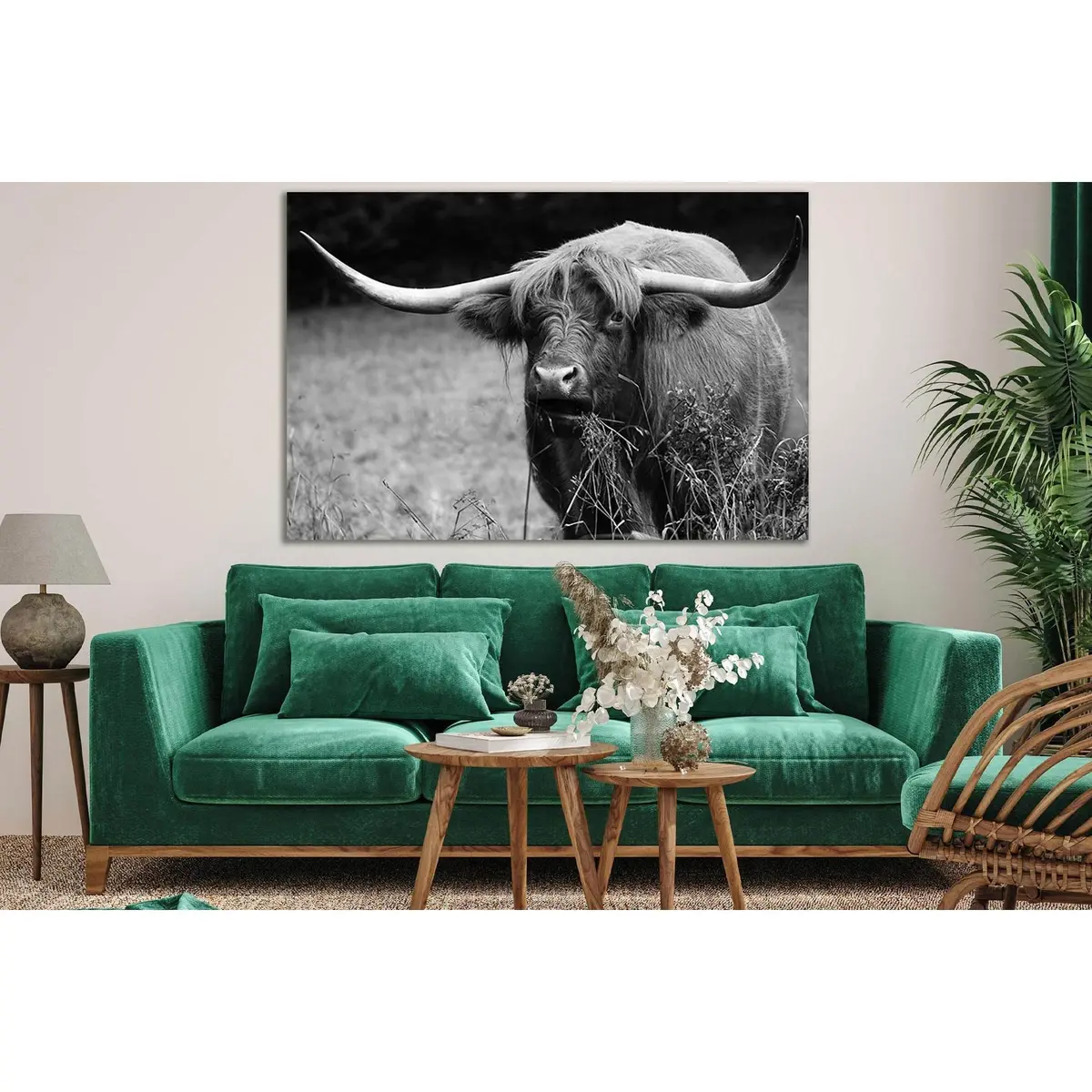 Highland Cow Black End White №Sl867 Ready To Hang Canvas Print 1
