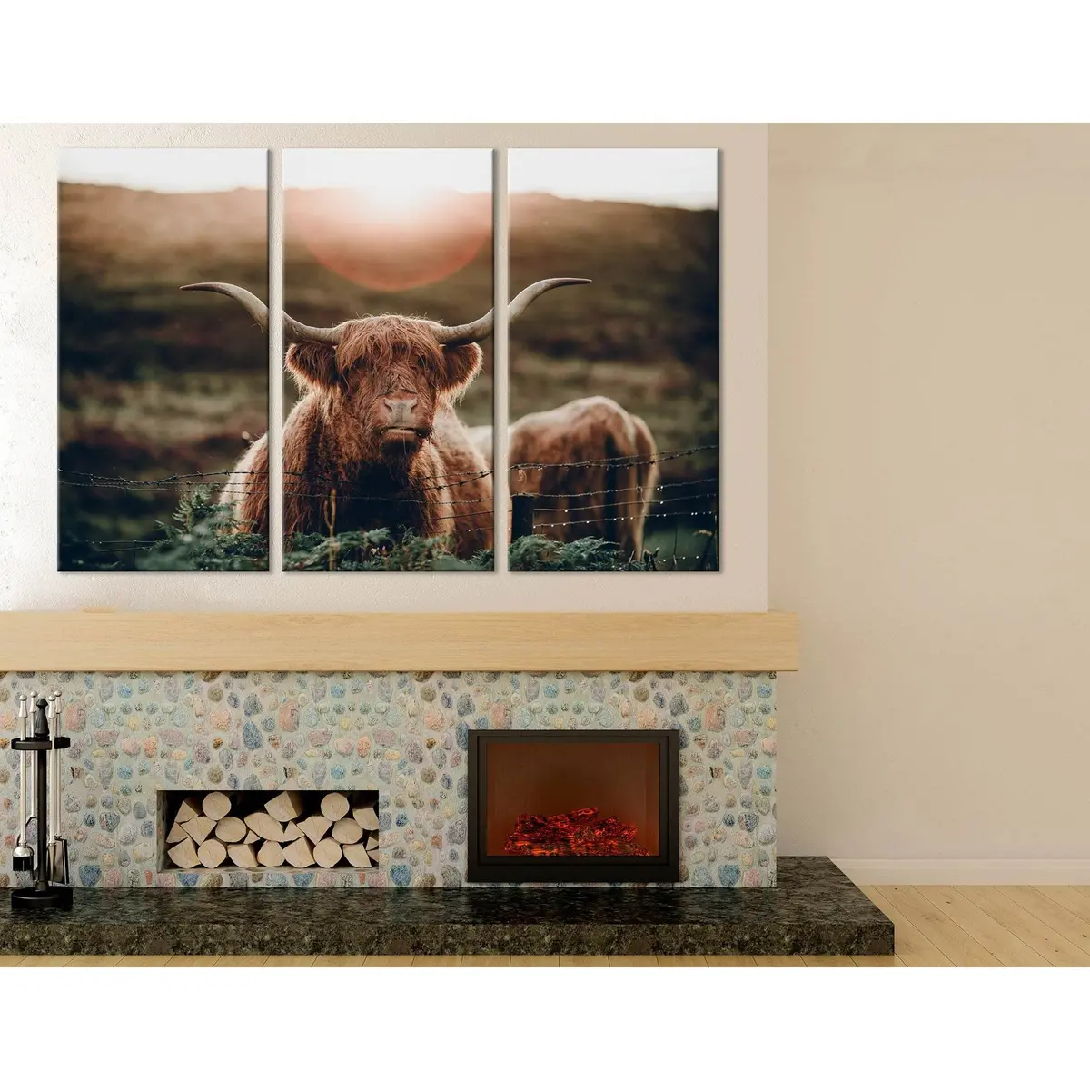 Highland Cow In A Field №04244 Ready To Hang Canvas Print 5