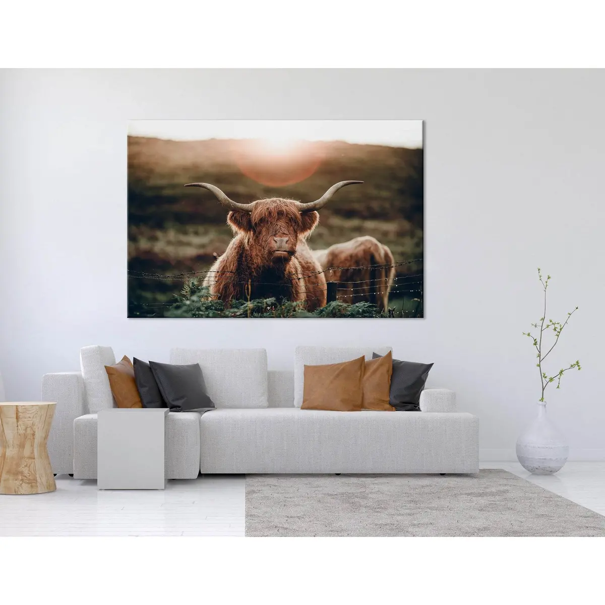 Highland Cow In A Field №04244 Ready To Hang Canvas Print 3