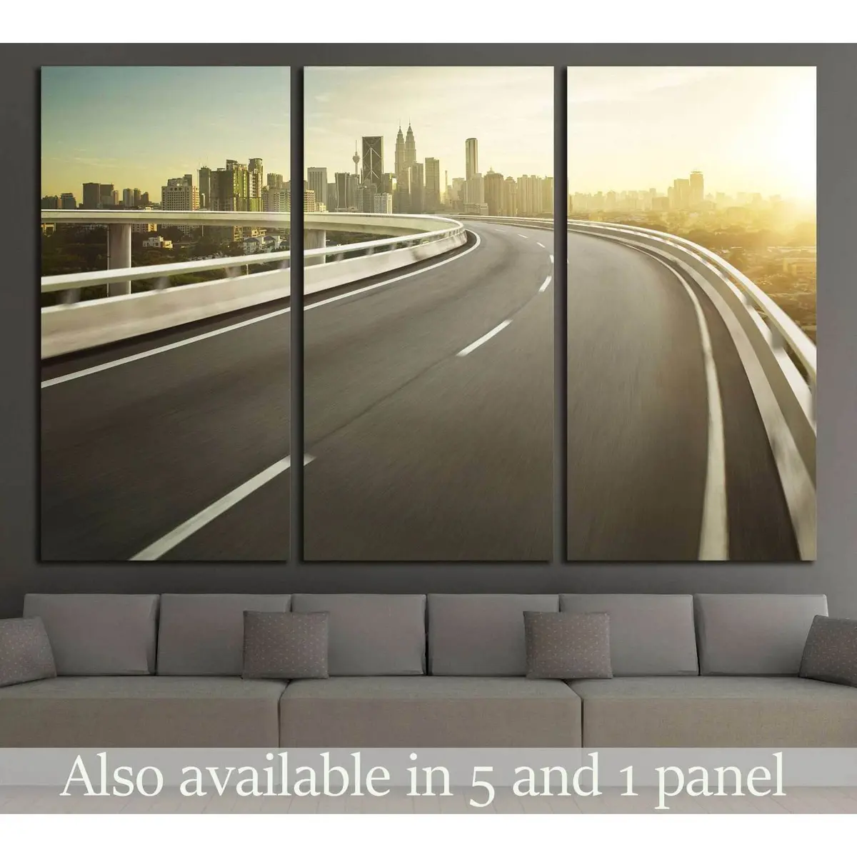 Highway Overpass Motion Blur With City Background №2299 Ready To Hang Canvas Print 5