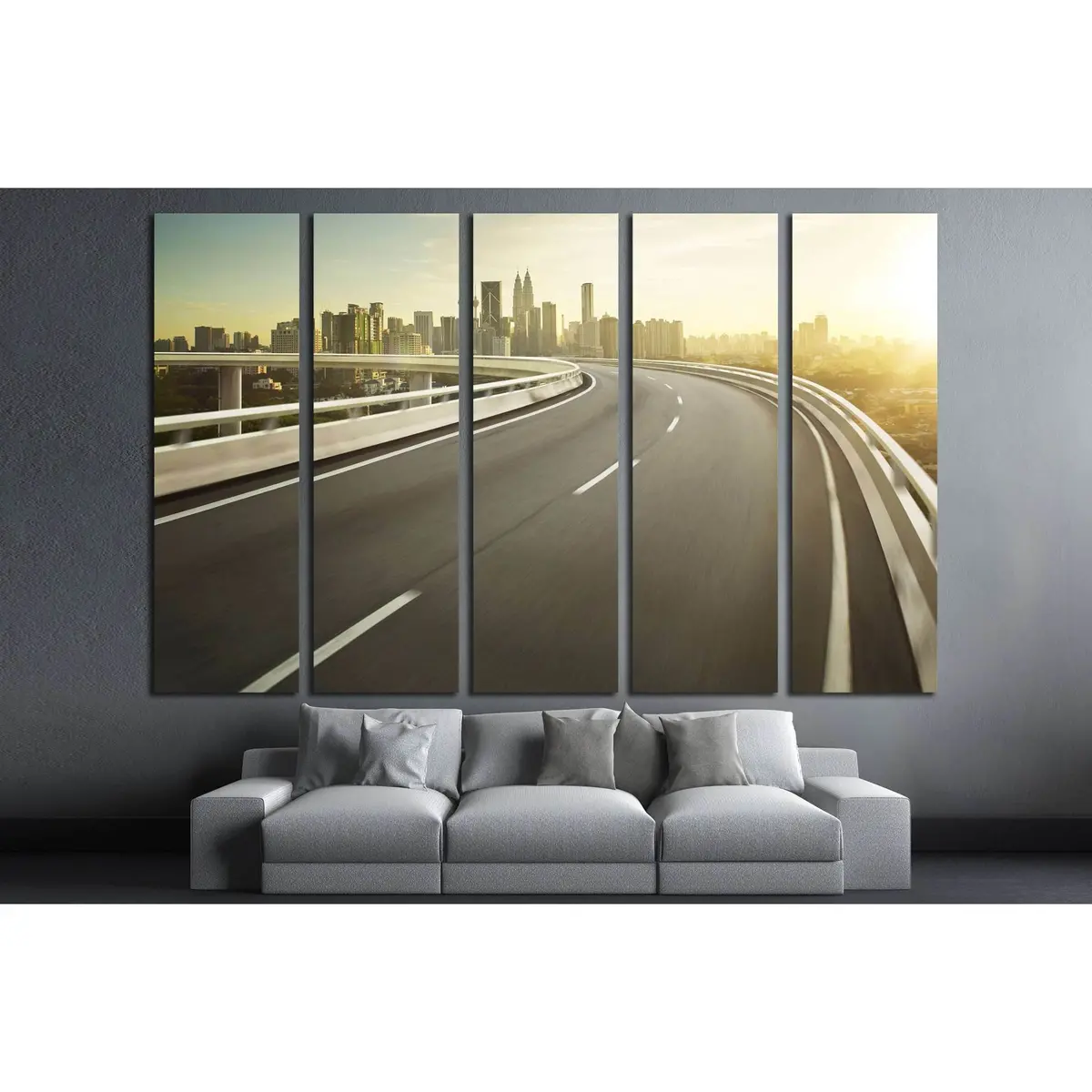 Cityscape Canvas Art: Highway Overpass Motion Blur – Ready-to-Hang Wall Decor #2299 - Image 3