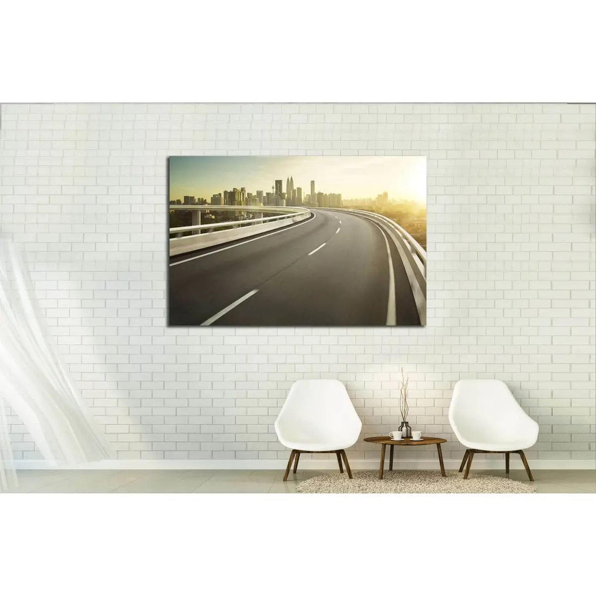 Highway Overpass Motion Blur With City Background №2299 Ready To Hang Canvas Print 3