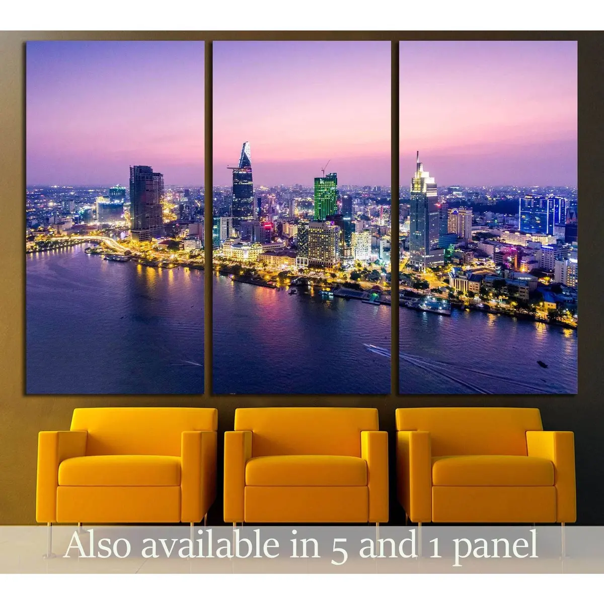 Ho Chi Minh City View At Night №2722 Ready To Hang Canvas Print 5