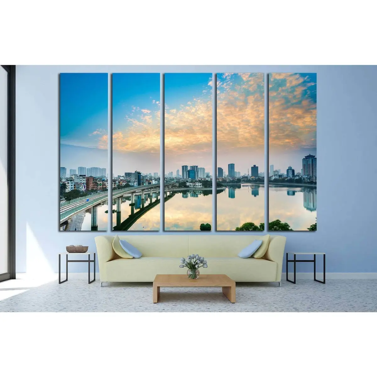 Hoang Cau Lake Hanoi Cityscape Canvas Art Print №1565 - Image 3
