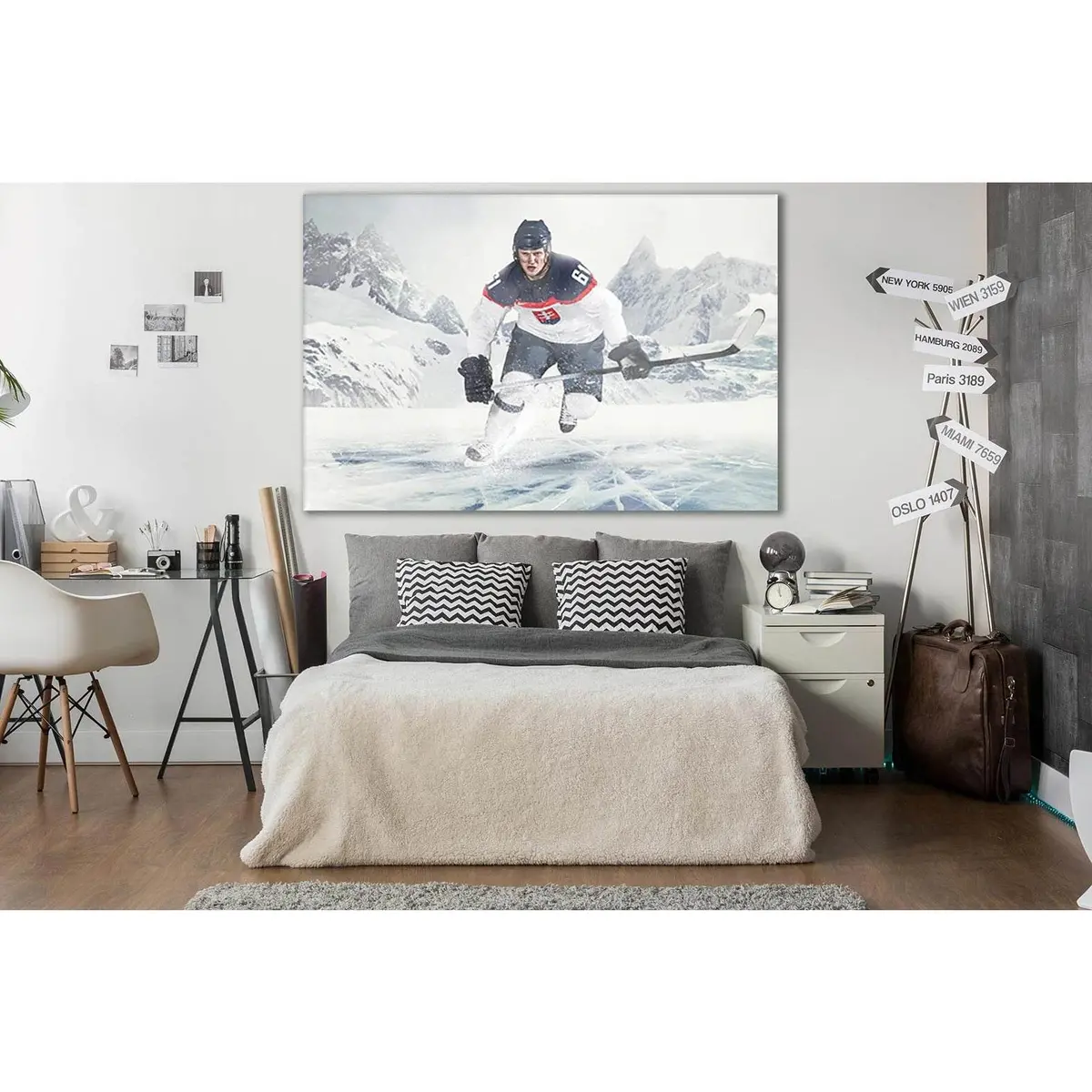 Hockey Player On Mountains Background №Sl953 Ready To Hang Canvas Print 2