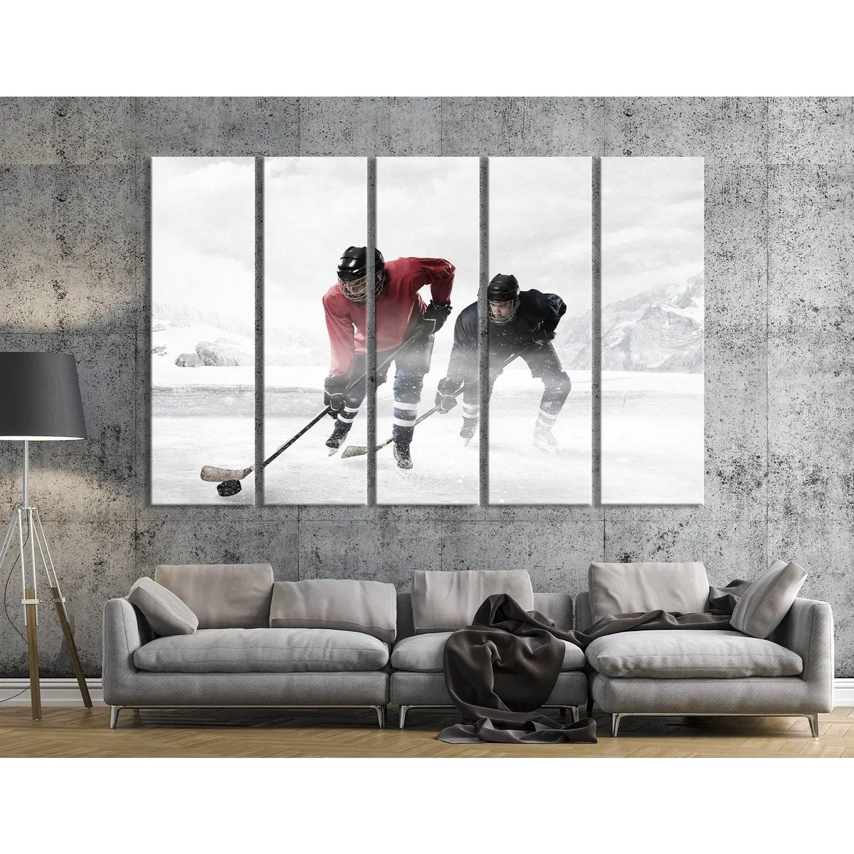 Ready-to-Hang Hockey Players Canvas Wall Art Print #04449
