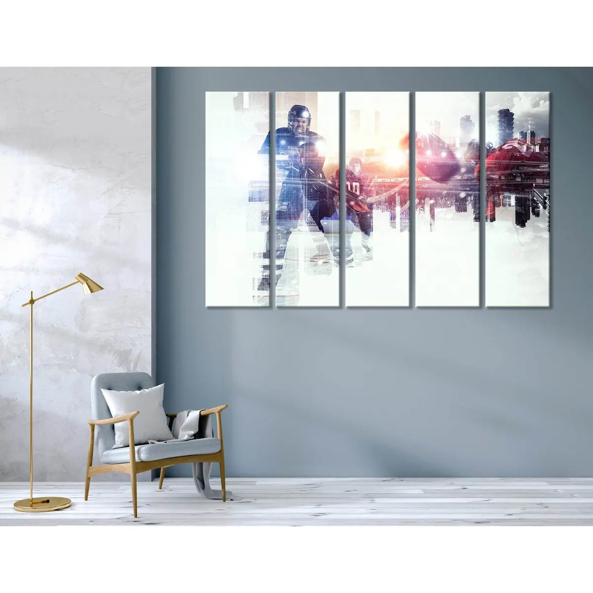 Ready-to-Hang Canvas Print: Hockey Players on Ice (Artwork #04440)
