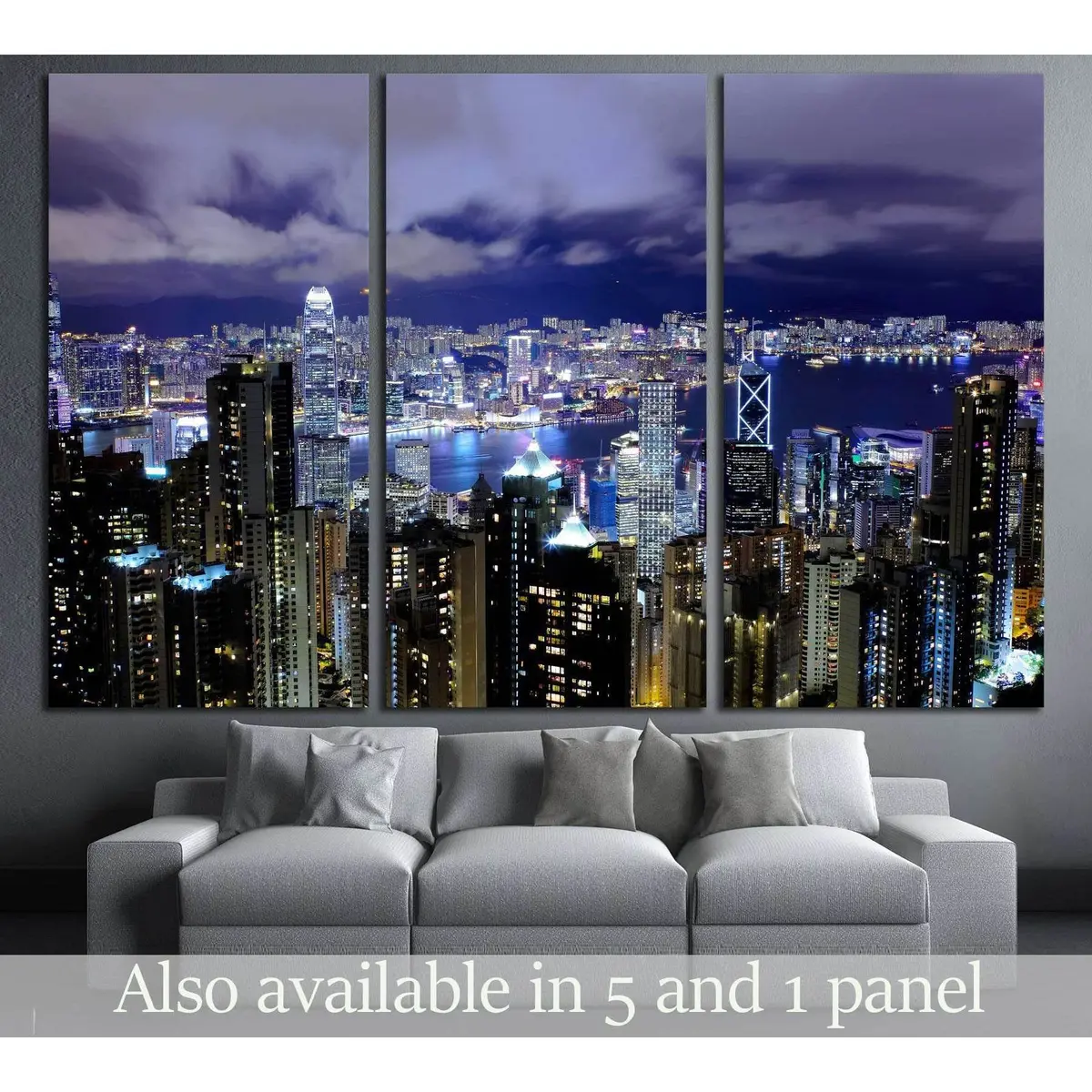 Hong Kong At Night №2606 Ready To Hang Canvas Print 5