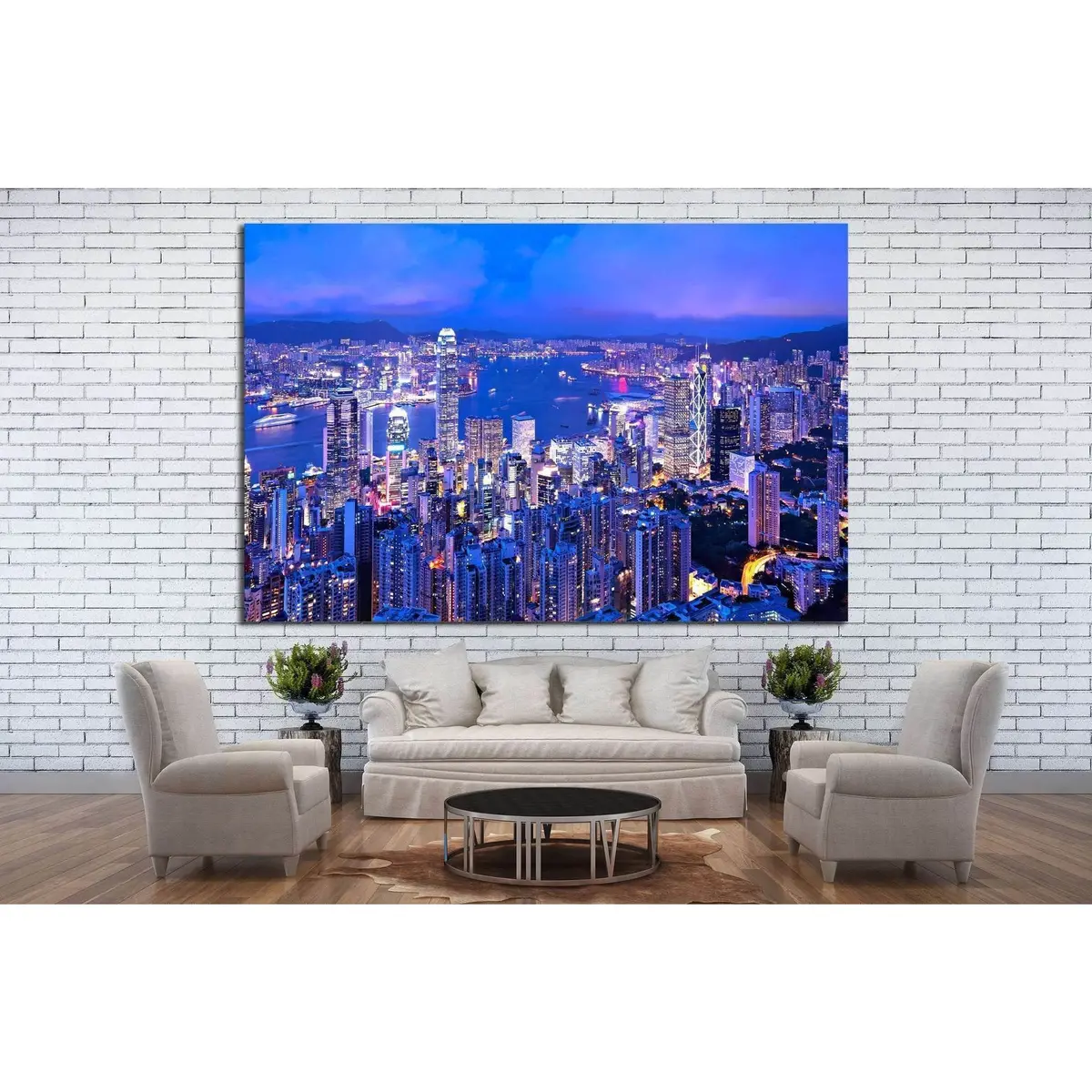 Hong Kong At Night №764 Ready To Hang Canvas Print 2