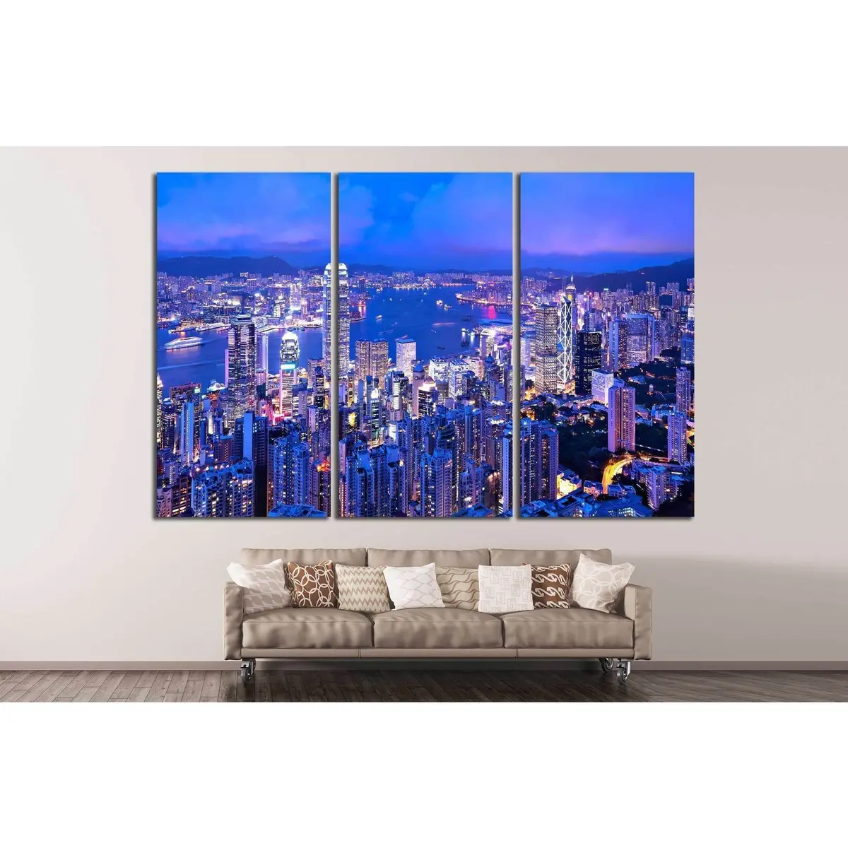 Hong Kong At Night №764 Ready To Hang Canvas Print 3