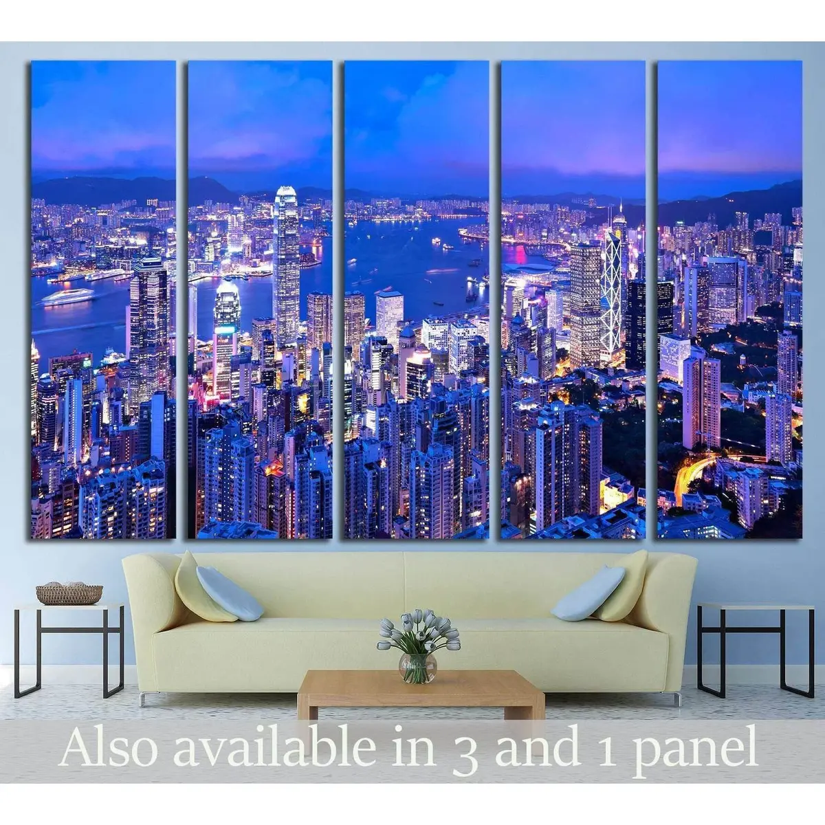 Hong Kong At Night №764 Ready To Hang Canvas Print 1