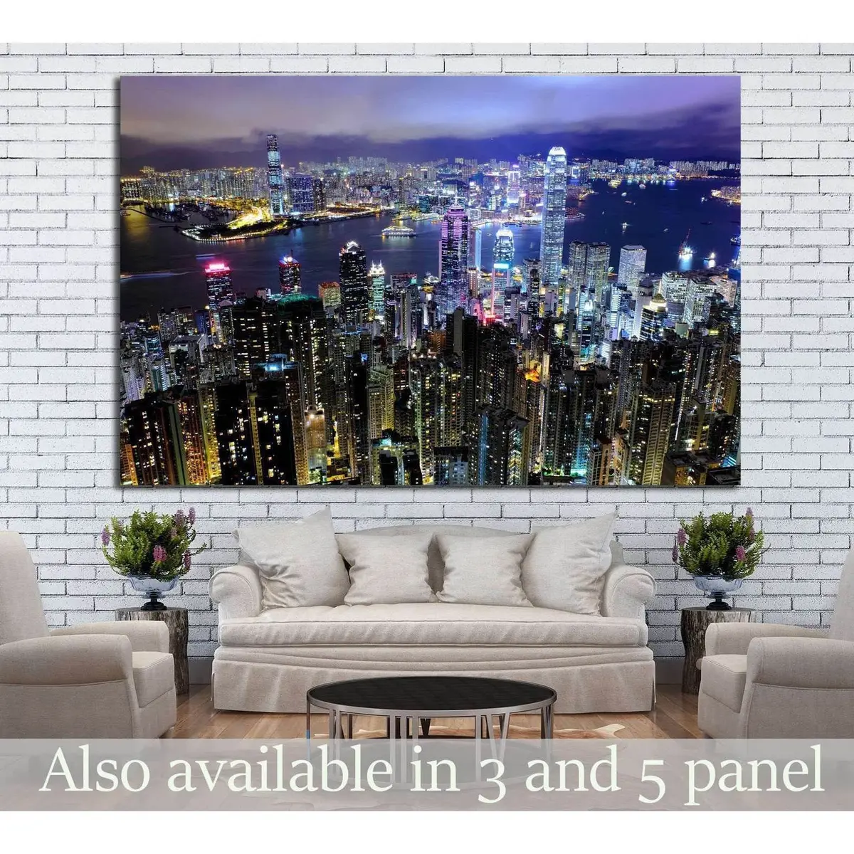 Hong Kong At Night №771 Ready To Hang Canvas Print 1