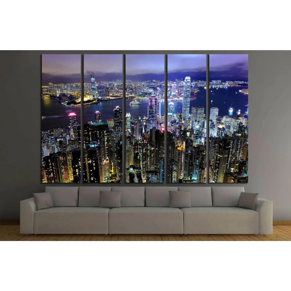 Hong Kong At Night №771 Ready To Hang Canvas Print 3