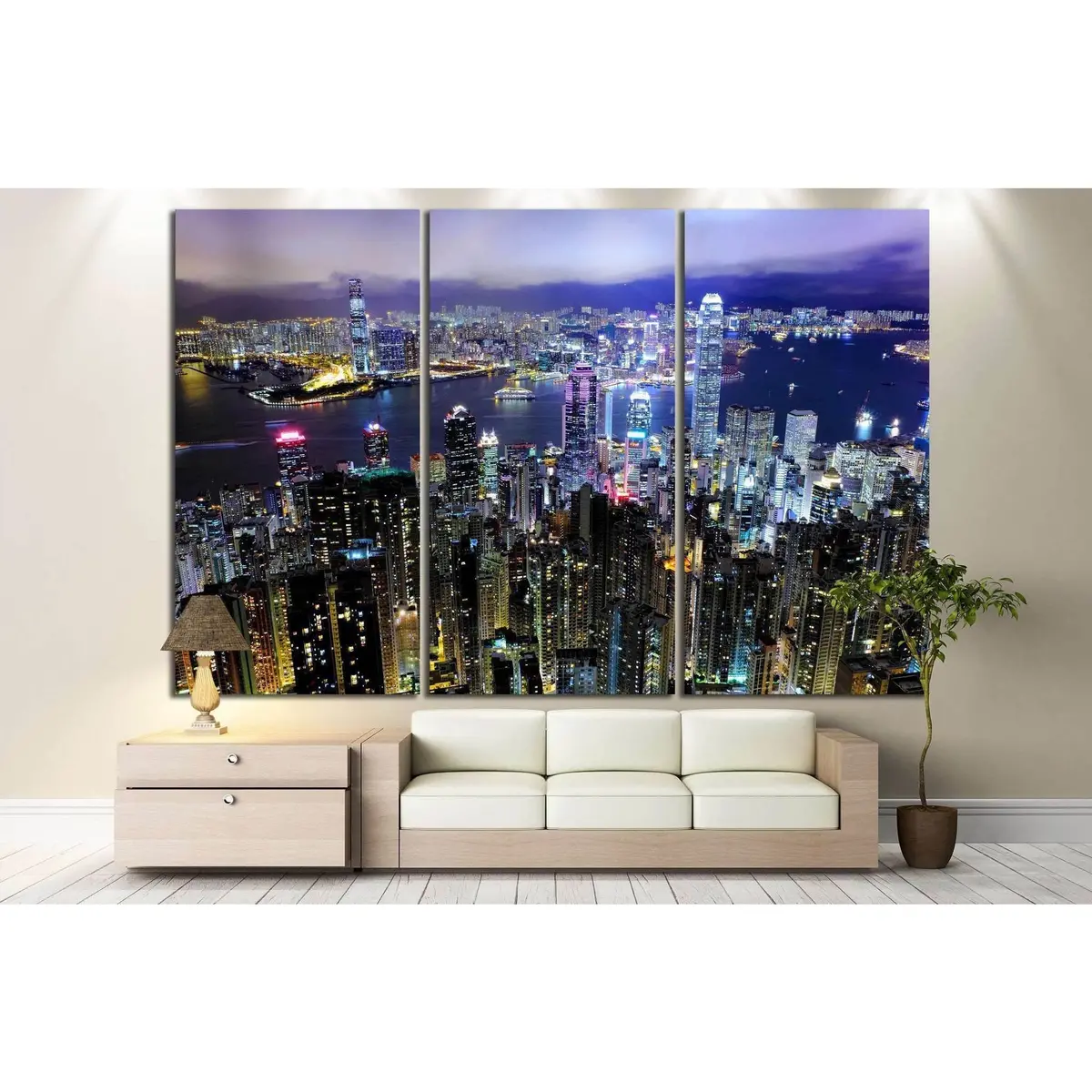 Hong Kong At Night №771 Ready To Hang Canvas Print 2