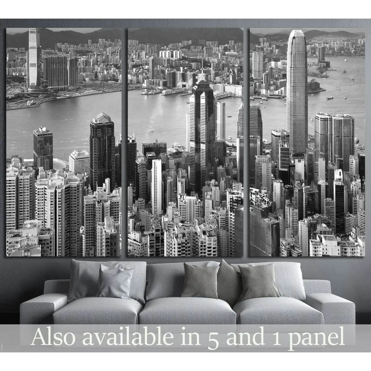Hong Kong , Black And White №2237 Ready To Hang Canvas Print 5