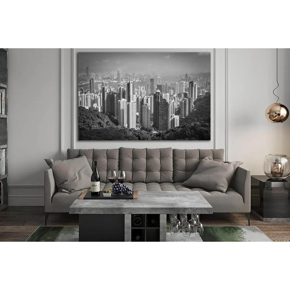 Hong Kong City Black End White №Sl863 Ready To Hang Canvas Print 1