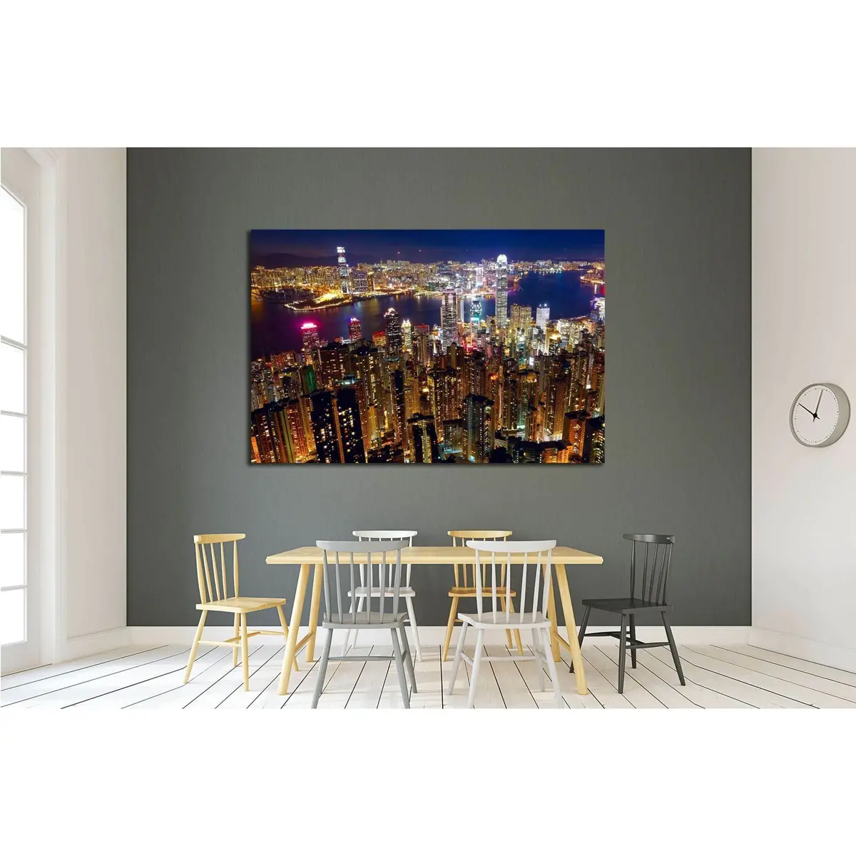 Hong Kong City Night №2245 Ready To Hang Canvas Print 3