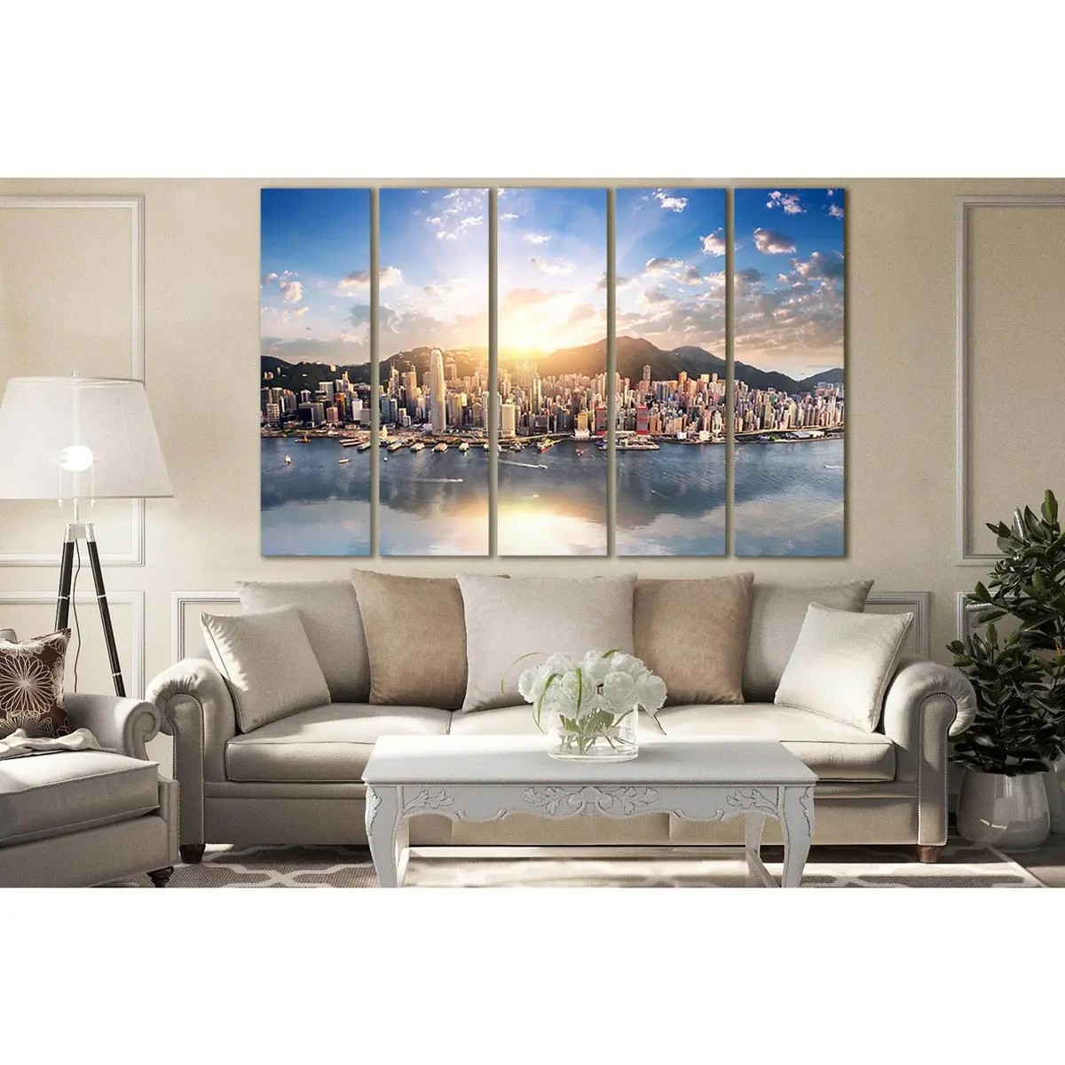 Premium Hong Kong Morning Cityscape Canvas Art – SL1459, Ready-to-Hang Wall Decor - Image 3