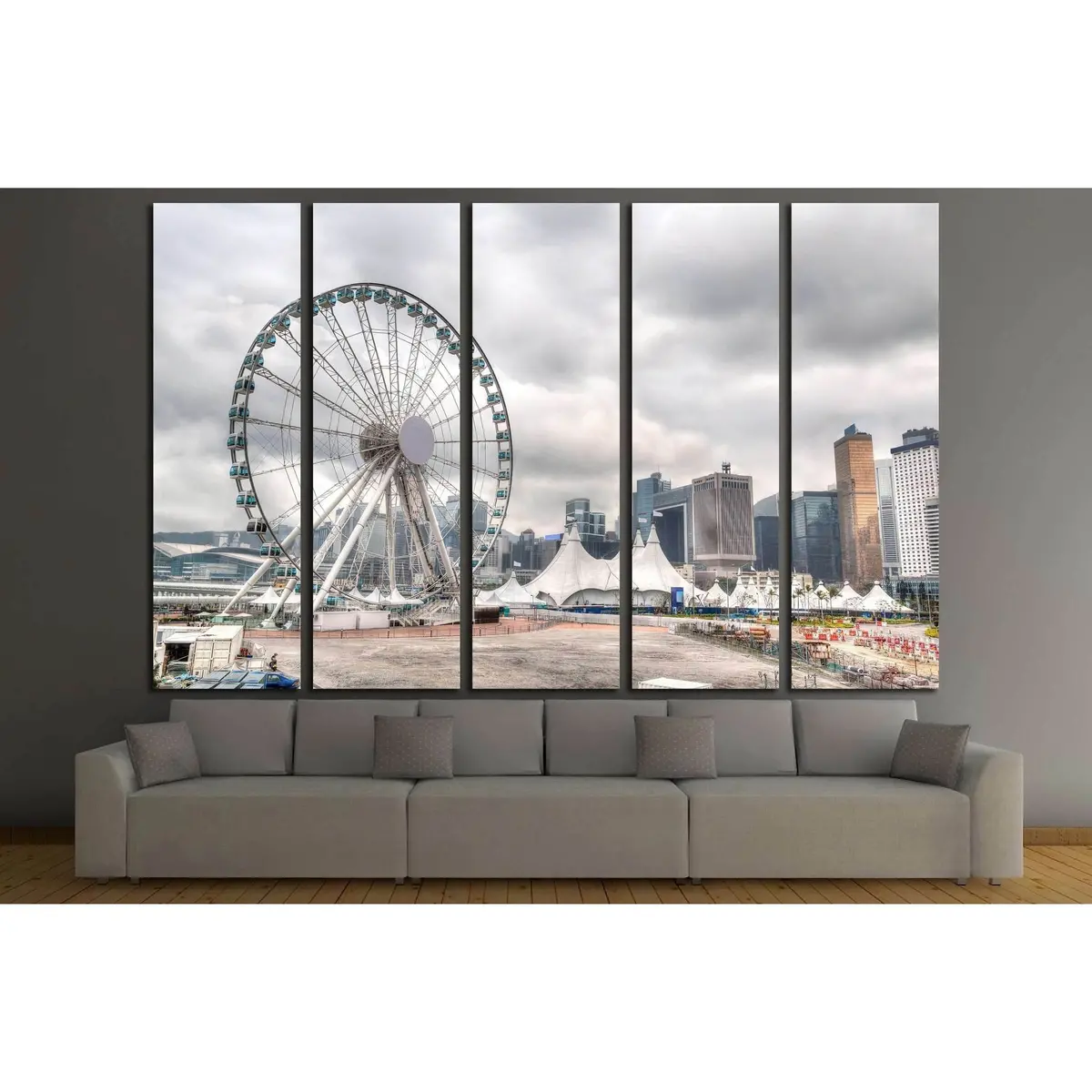 Hong Kong Cityscape Canvas Art – Central Pier Victoria Harbor View #2330 - Image 3