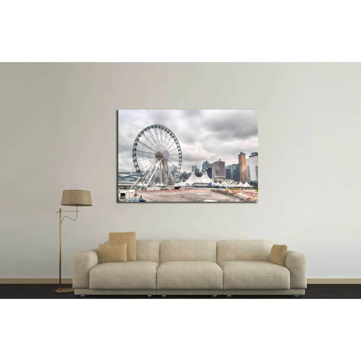 Hong Kong Skyline At Downtown Central Pier Overlooking Victoria Harbor №2330 Ready To Hang Canvas Print 3