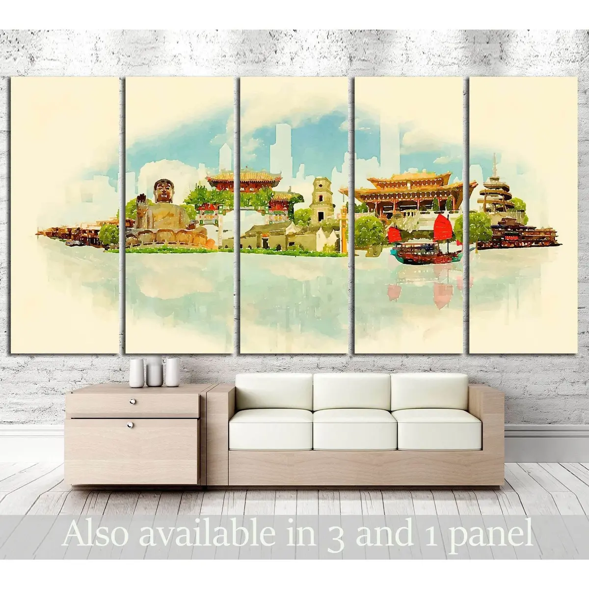 Hong Kong City Illustration #705 – Premium Ready-to-Hang Canvas Print