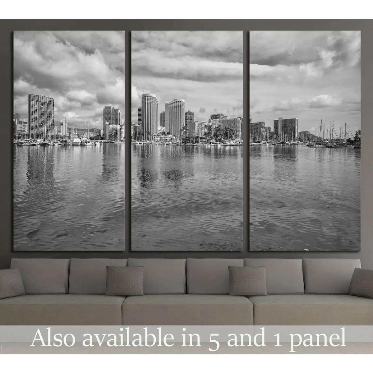 Honolulu, Hawaii, Usa, Ala Wai Lagoon And Harbor №1771 Ready To Hang Canvas Print 5