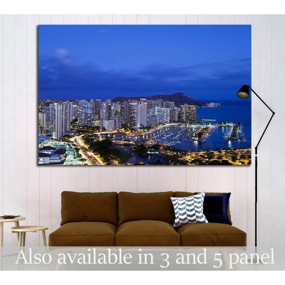 Honolulu With Ilikai Marina №1772 Ready To Hang Canvas Print 1
