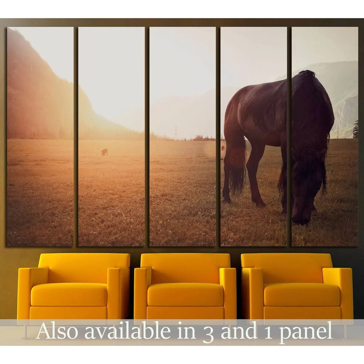 Horse In Field №1327 Ready To Hang Canvas Print 1