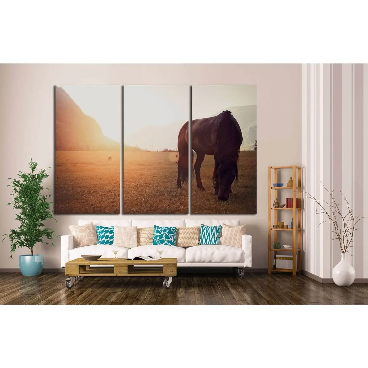 Horse In Field №1327 Ready To Hang Canvas Print 2