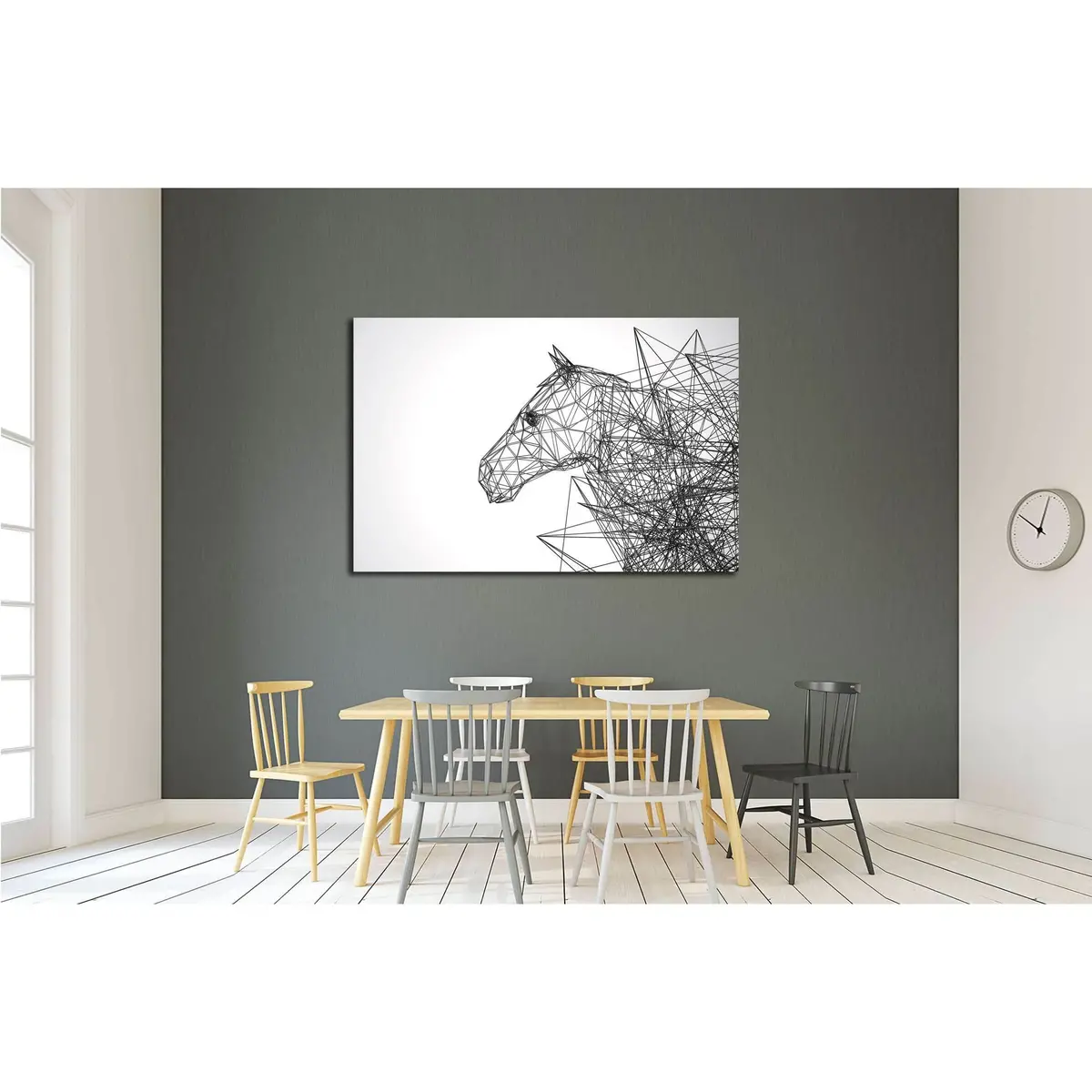 Horse Stylized Low Poly Wire Construction Concept Concepts Connection №2883 Ready To Hang Canvas Print 3
