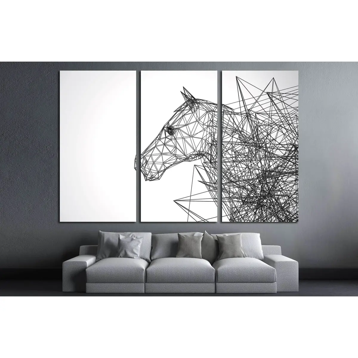Horse Stylized Low Poly Wire Construction Concept Concepts Connection №2883 Ready To Hang Canvas Print 5