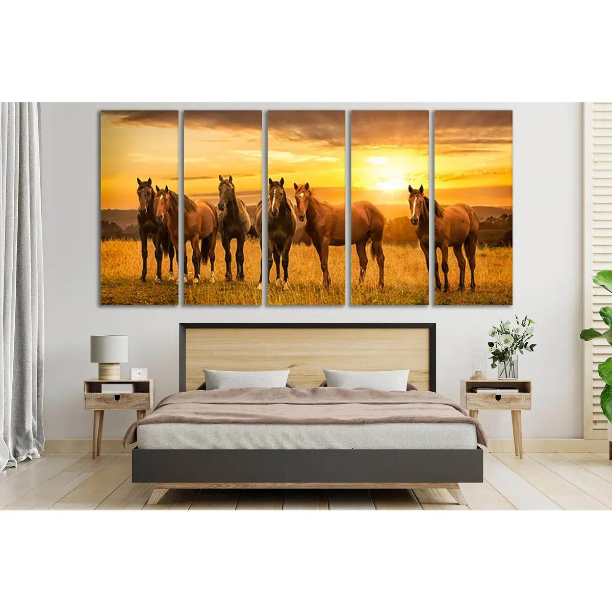 Sunrise Horse Field Canvas Art №SL279 – Premium Ready-to-Hang Wall Decor