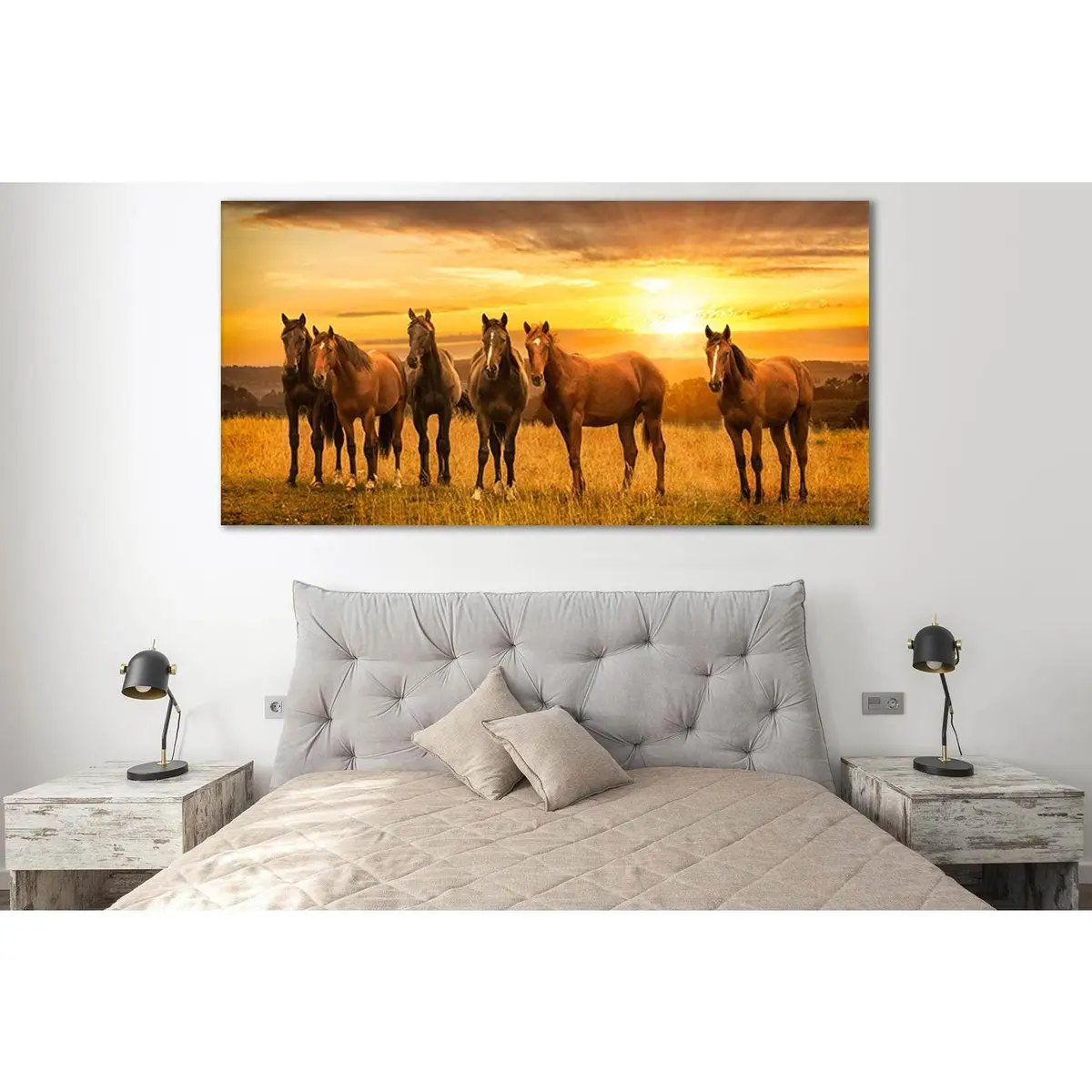 Horses In The Field Sunrise №Sl279 Ready To Hang Canvas Print 2