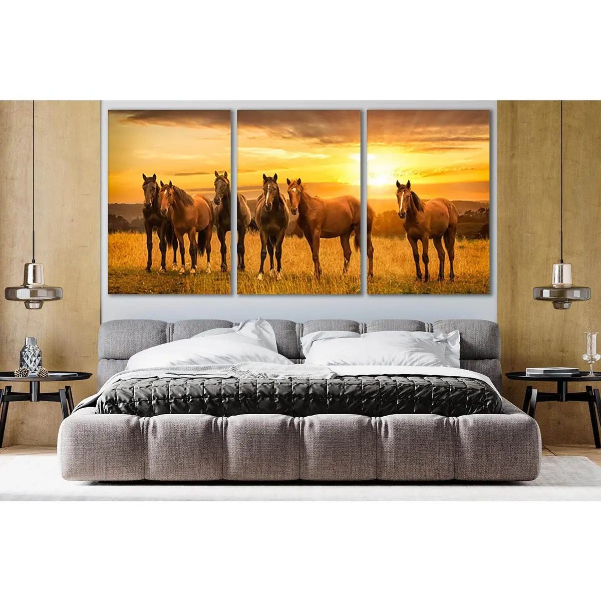 Horses In The Field Sunrise №Sl279 Ready To Hang Canvas Print 5