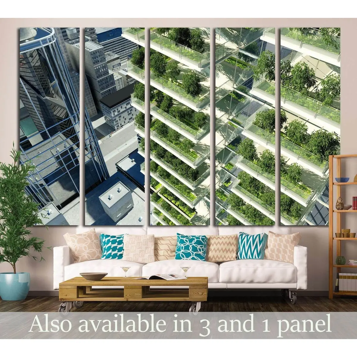 Houses Of The Future In The City №1439 Ready To Hang Canvas Print 1
