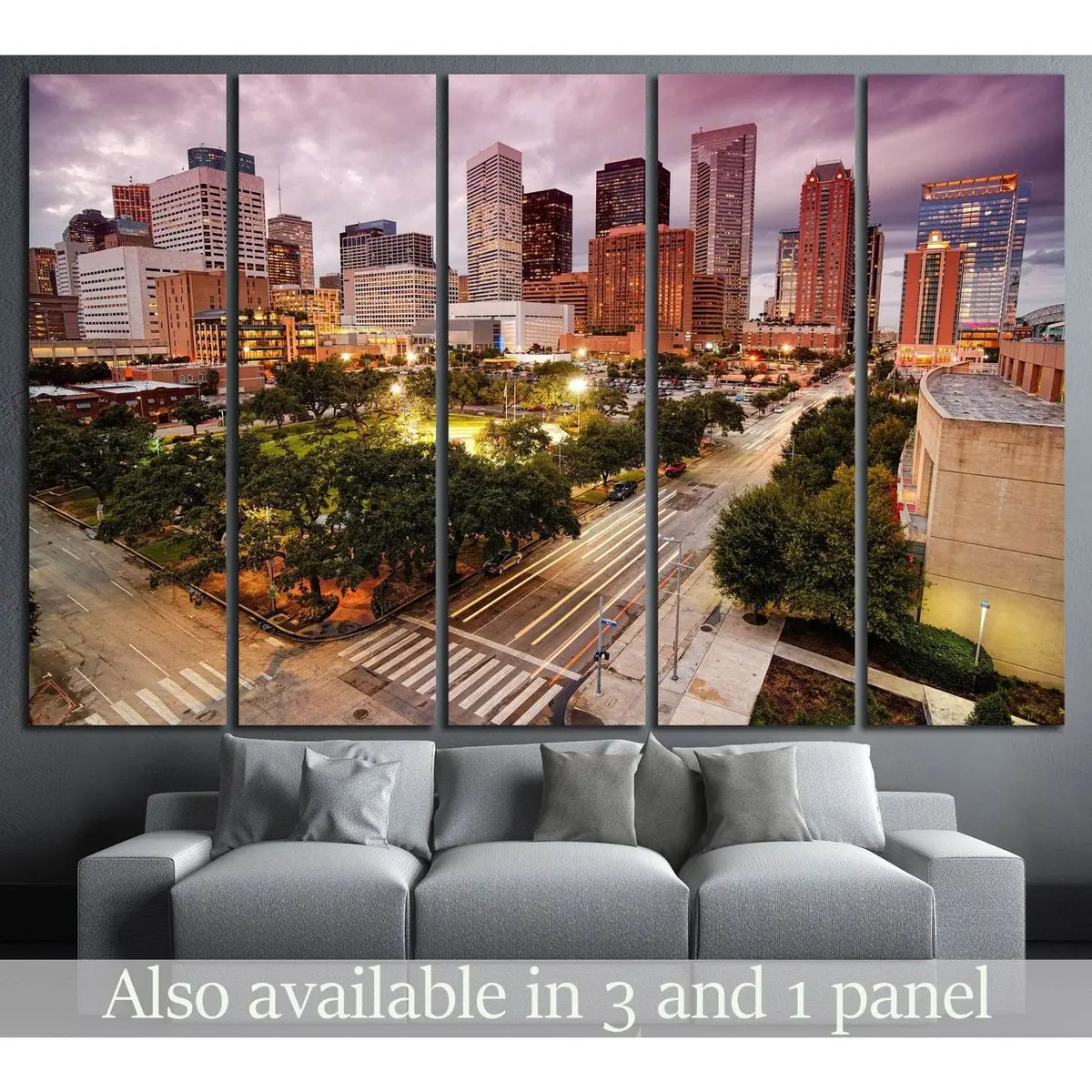 Houston Skyline at Dusk Canvas Wall Art – Ready-to-Hang Print #889