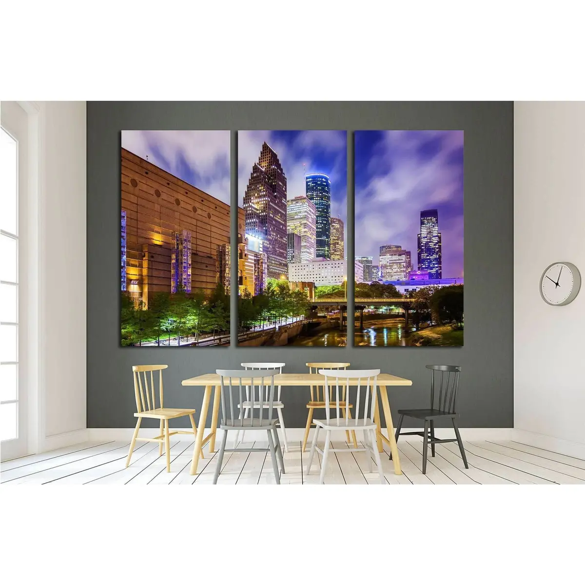 Houston, Texas Downtown Cityscape At Night №2075 Ready To Hang Canvas Print 5