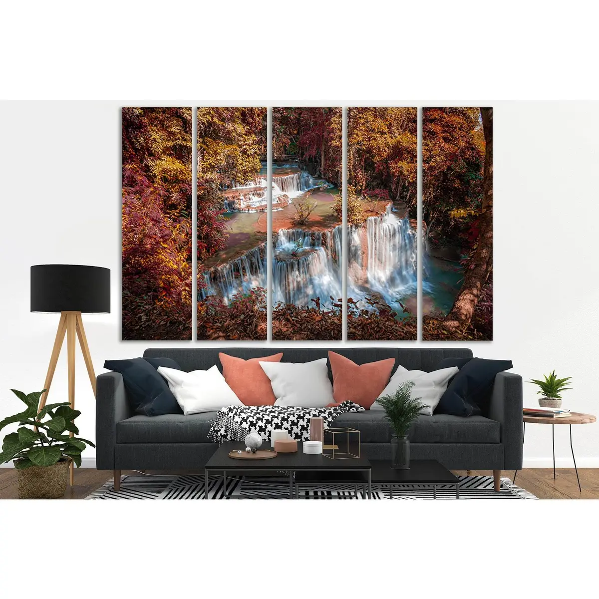 Huai Mae Kamin Waterfall SL481 Canvas Wall Art – Ready-to-Hang Print - Image 3