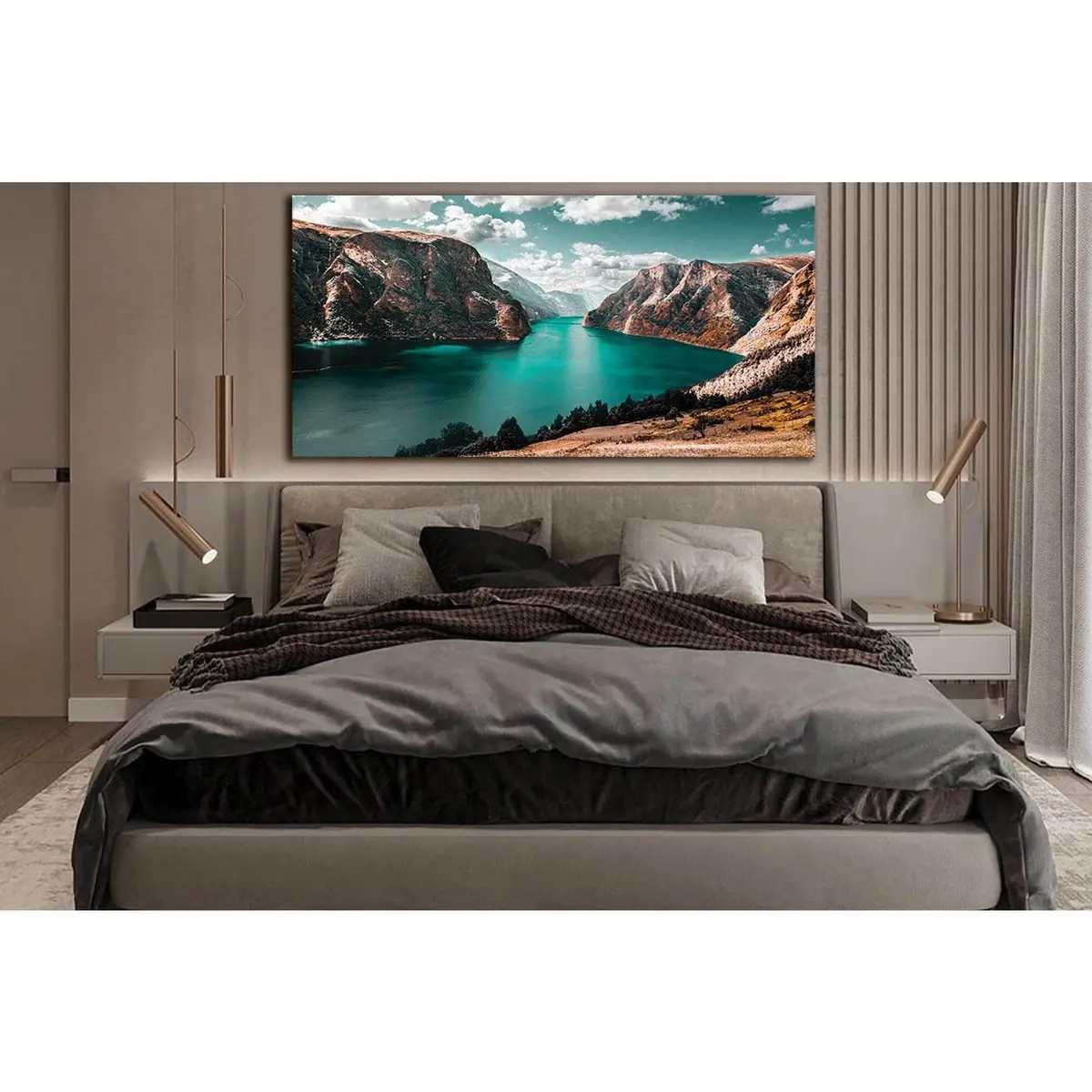 Huge Lake Between Mountains №Sl1591 Ready To Hang Canvas Print 1