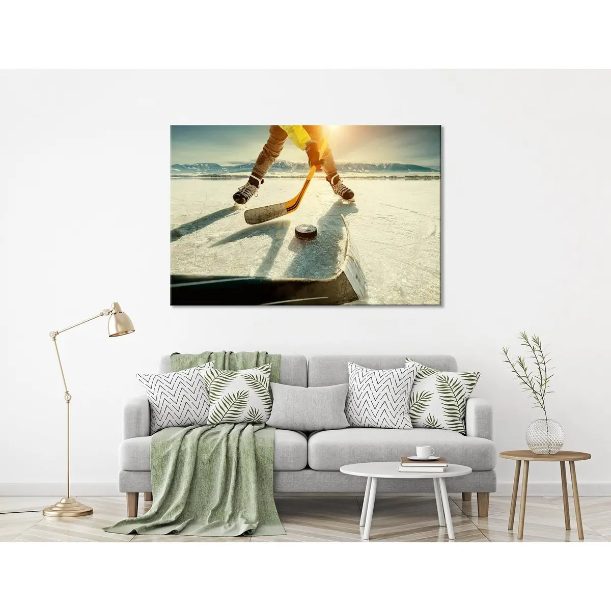 Ice Hockey On The Frozen Lake Game Moment №04442 Ready To Hang Canvas Print 3