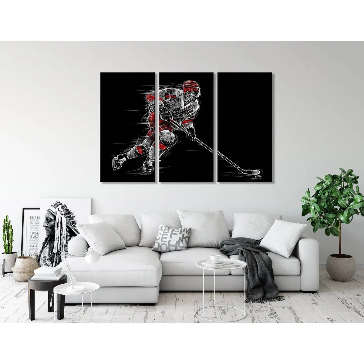 Ice Hockey Player On A Black Background №04437 Ready To Hang Canvas Print 5
