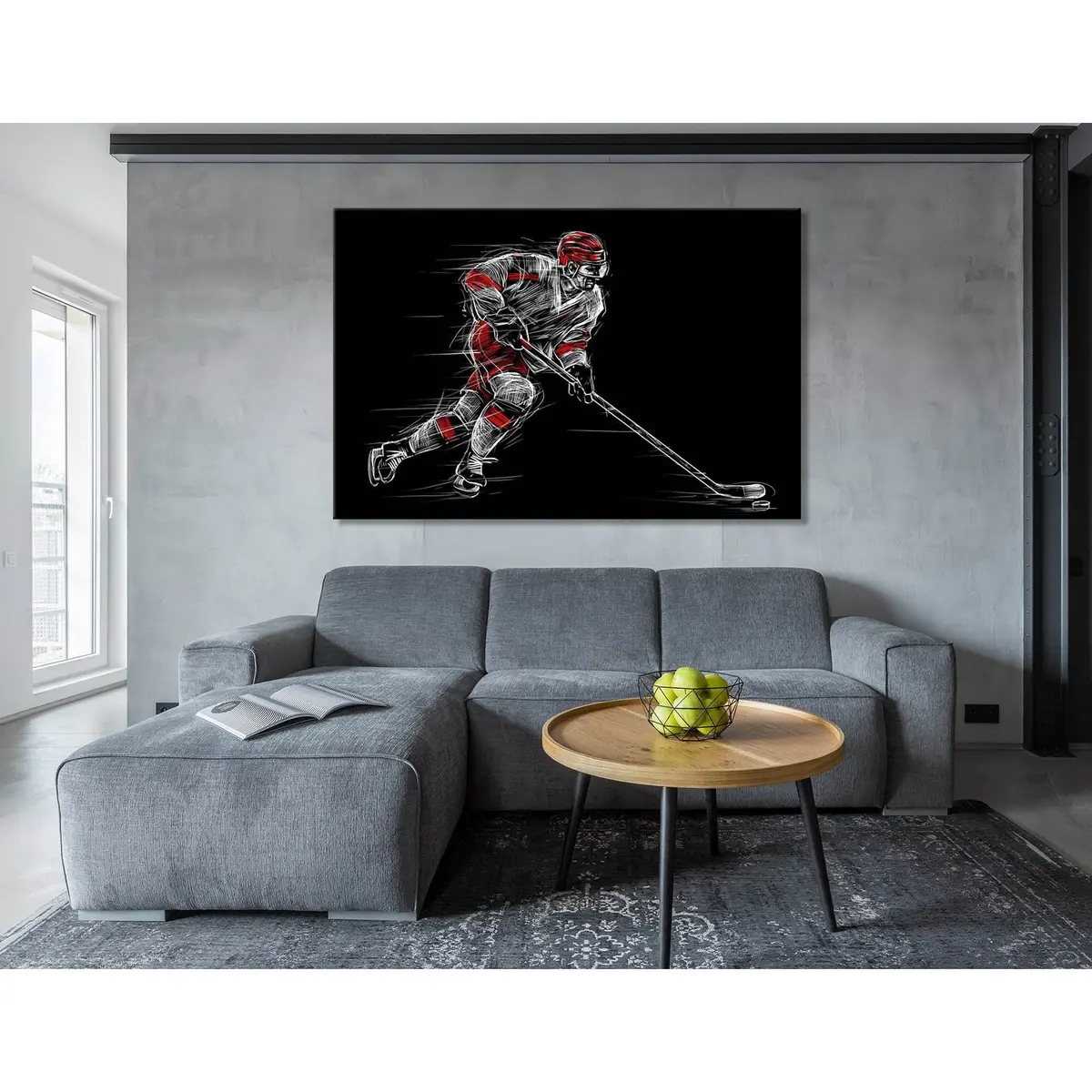 Ice Hockey Player On A Black Background №04437 Ready To Hang Canvas Print 1