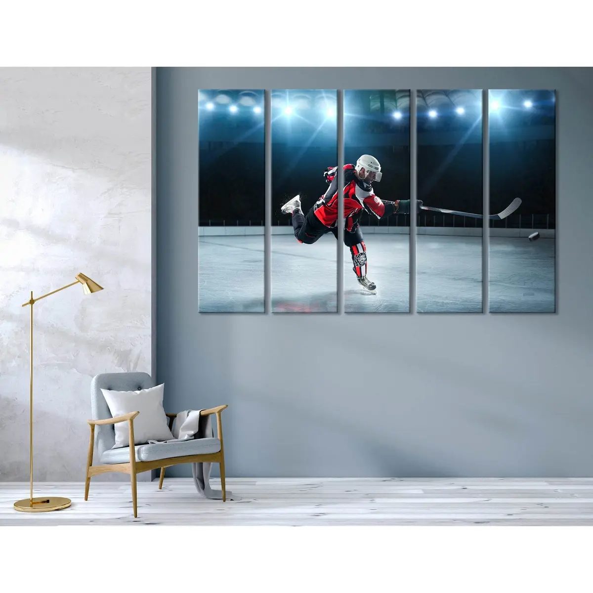 Dynamic Ice Hockey Player Canvas Wall Art – Grand Arena Action Scene #04434