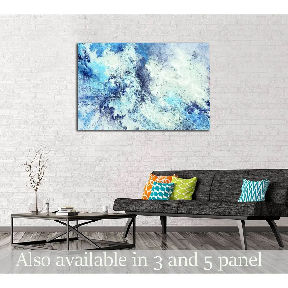 Icy Clouds. Blue Artistic Splashes №3239 Ready To Hang Canvas Print 1