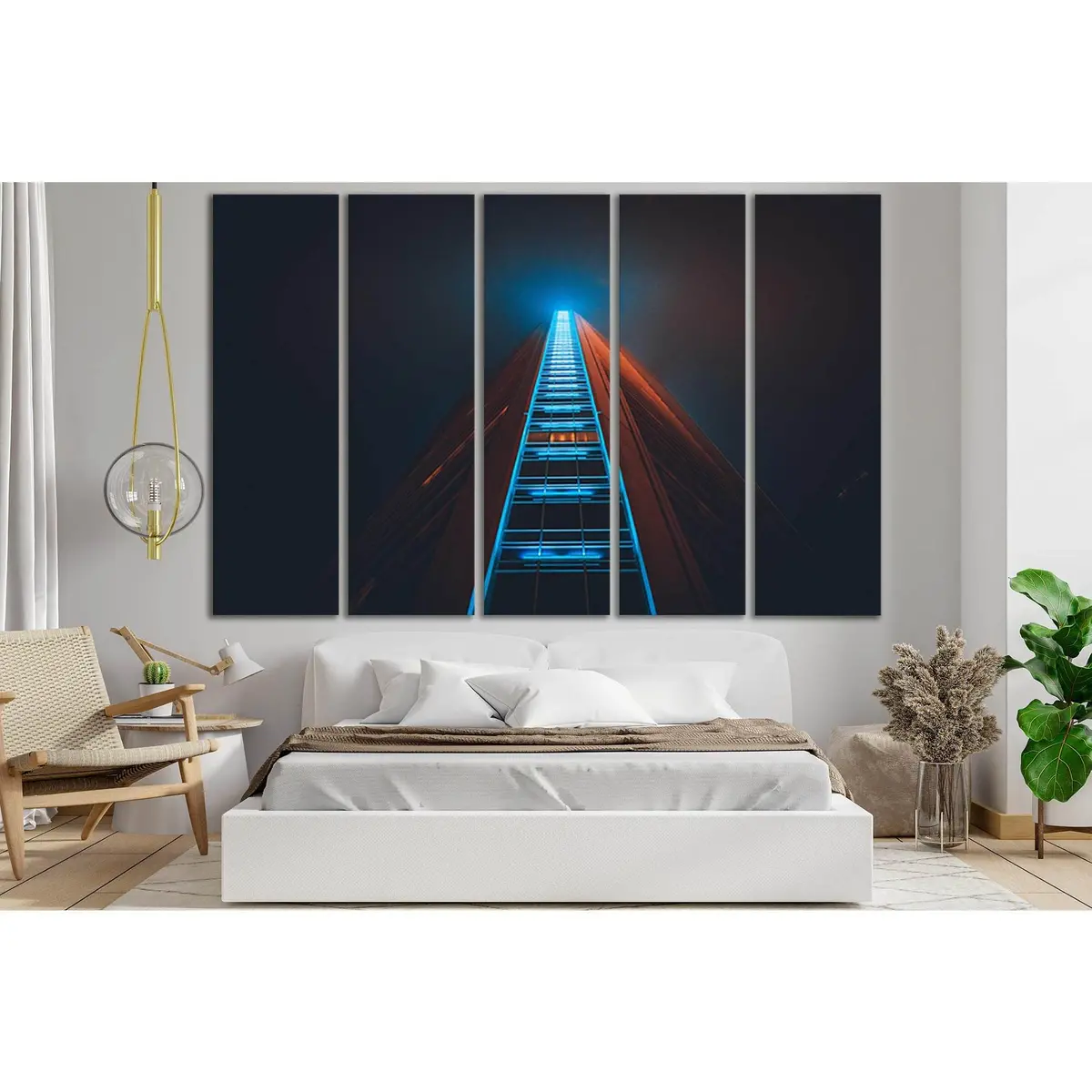 Modern City Skyline Canvas Art – Illuminated High-Rise Building Print, Ready-to-Hang, SL1397