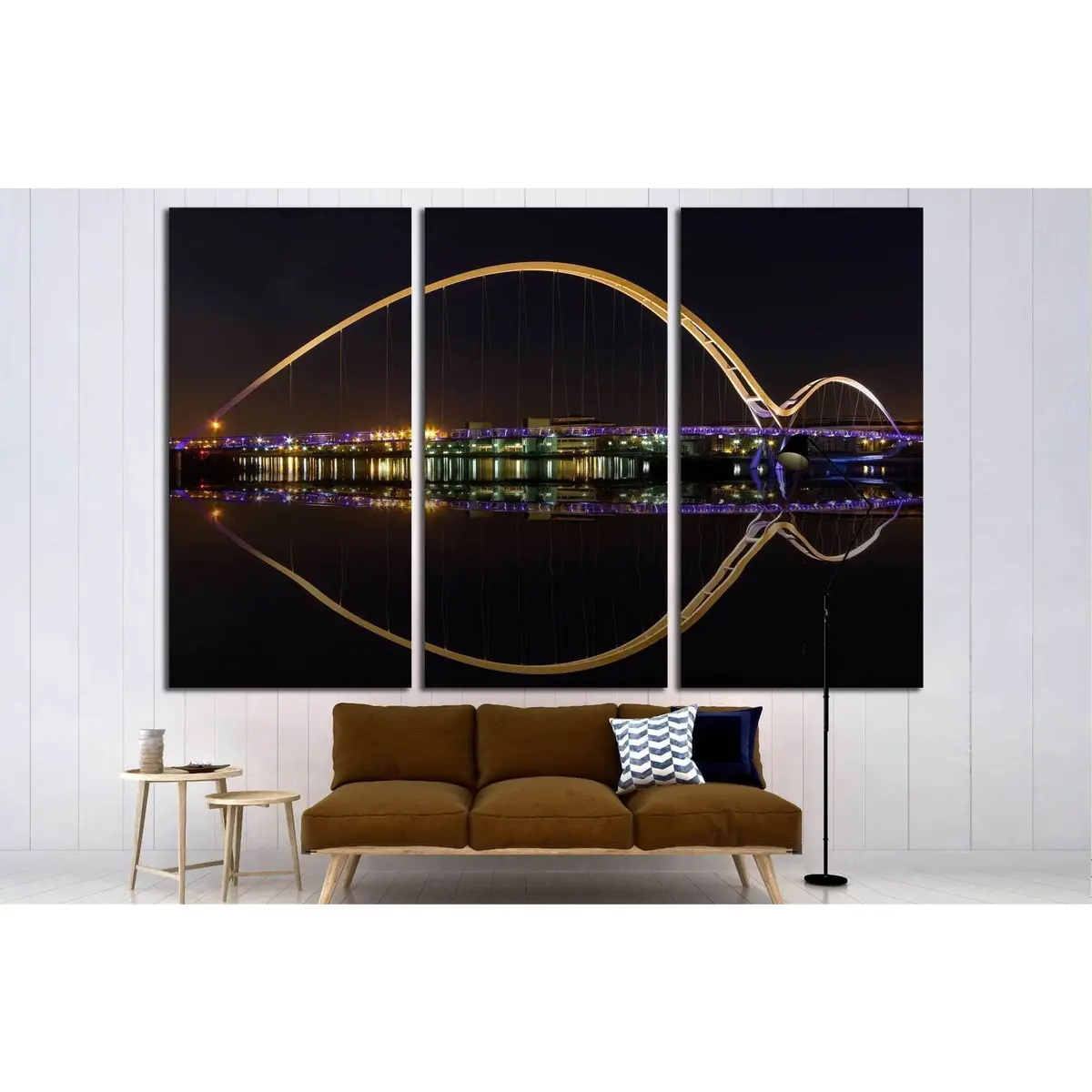 Infinity Bridge In Stockton-On-Tees Across The River At Night №1681 Ready To Hang Canvas Print 5